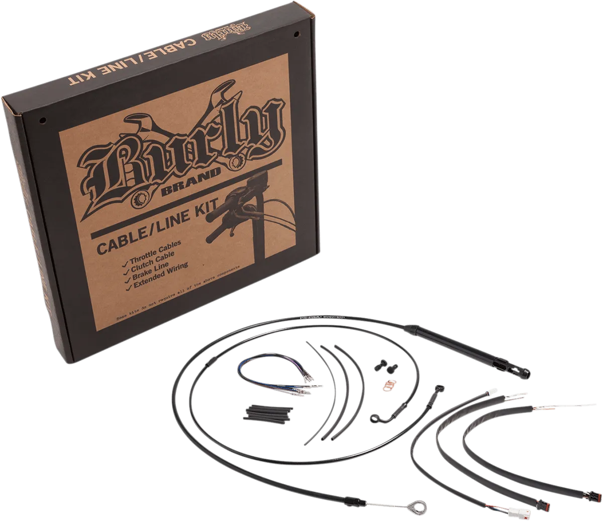 Burly Brand B30-1263 Black Vinyl Handlebar Cable & Brake Line Kit for Jail Bars - 14in.