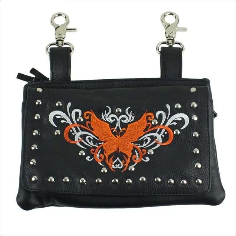 BUTTERFLY LEATHER CLIP BAG