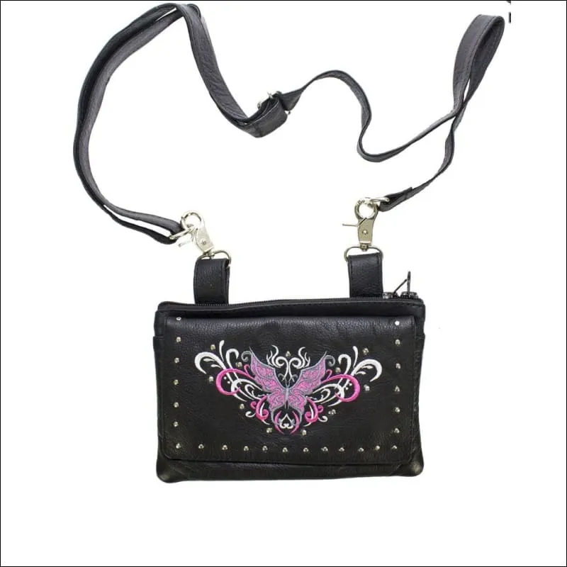 BUTTERFLY LEATHER CLIP BAG