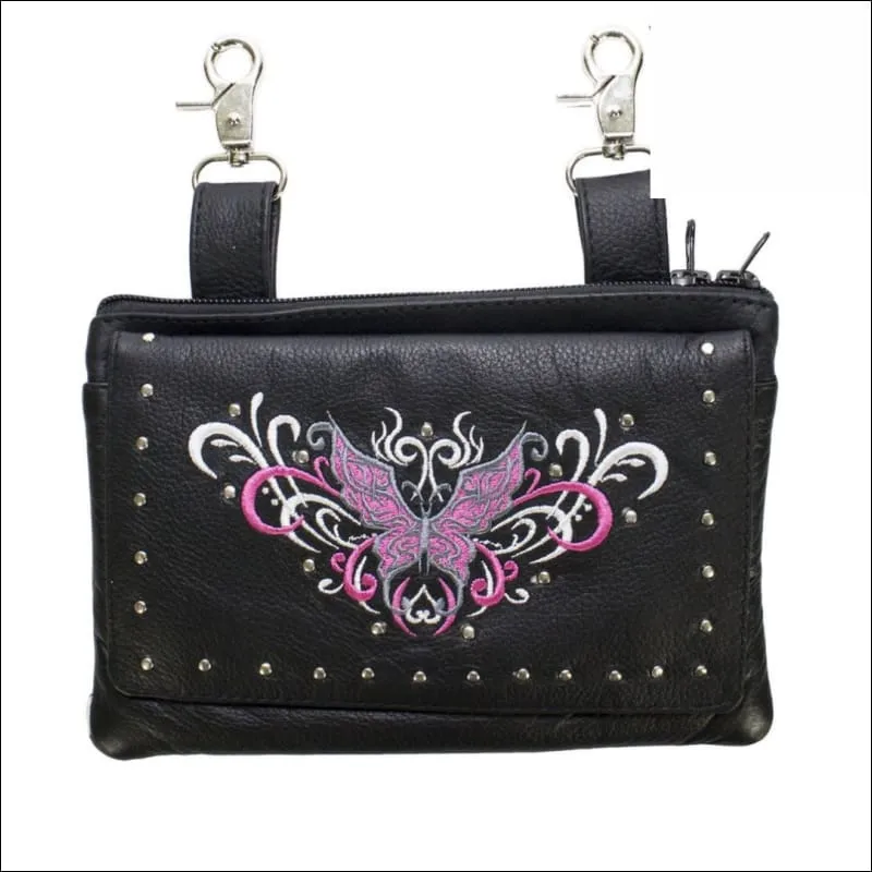 BUTTERFLY LEATHER CLIP BAG