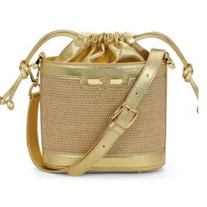 Byrd Bucket in Raffia & Gold