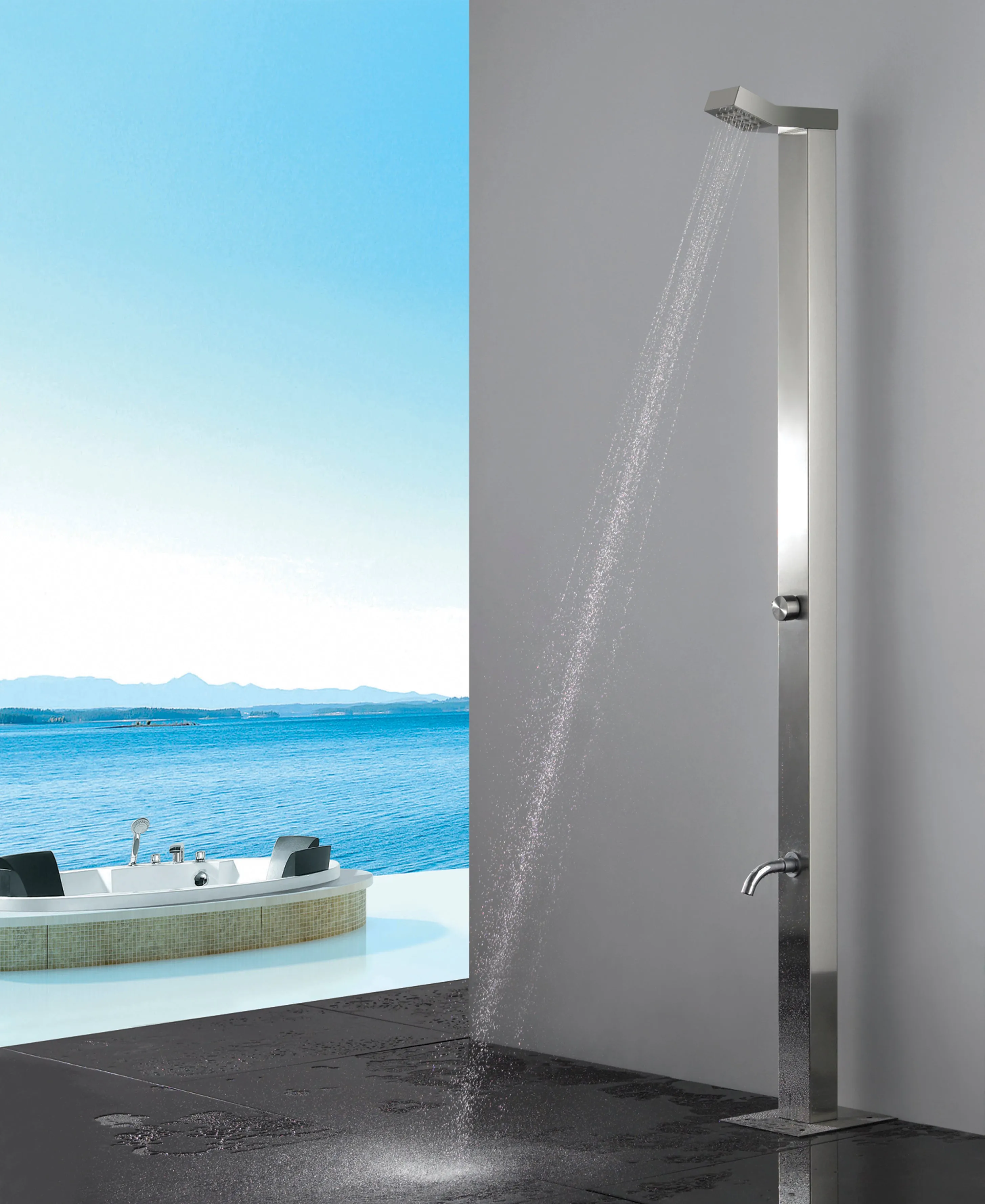 Byron Outdoor Shower - Stainless Steel - STA10