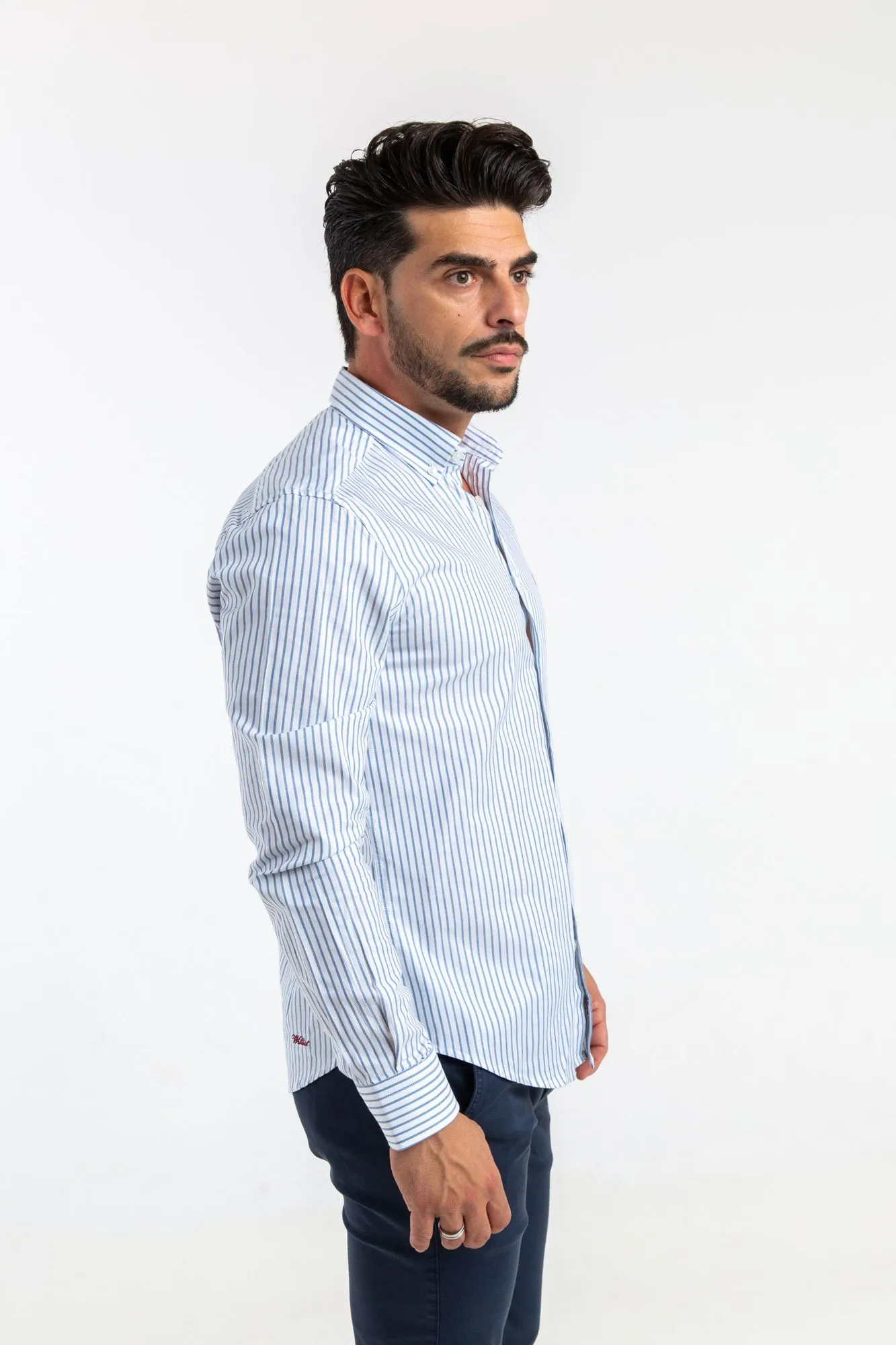 Camisa Raya Fina Oxford Petróleo Slim Fit