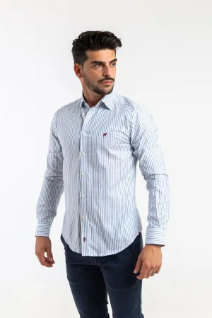 Camisa Raya Fina Oxford Petróleo Slim Fit