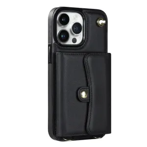 Cardholder Leather Phone Case With Lanyard