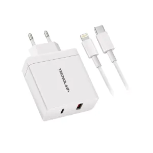 CARGADOR RAPIDO USB/USB-C   CABLE TIPO-C A LIGHTNING TL469 TECNOLAB