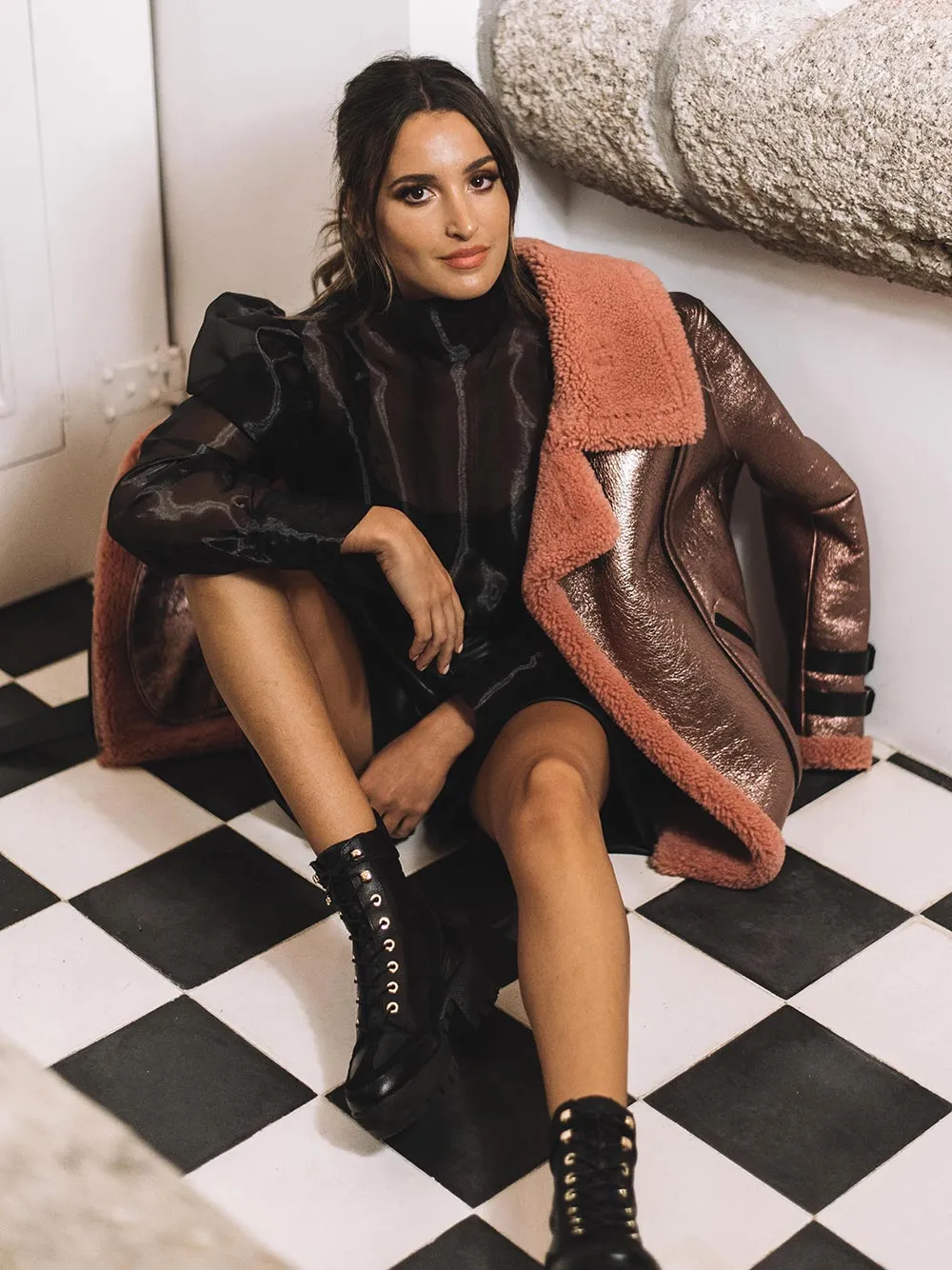 CASACO PELE ROSA OVERSIZED