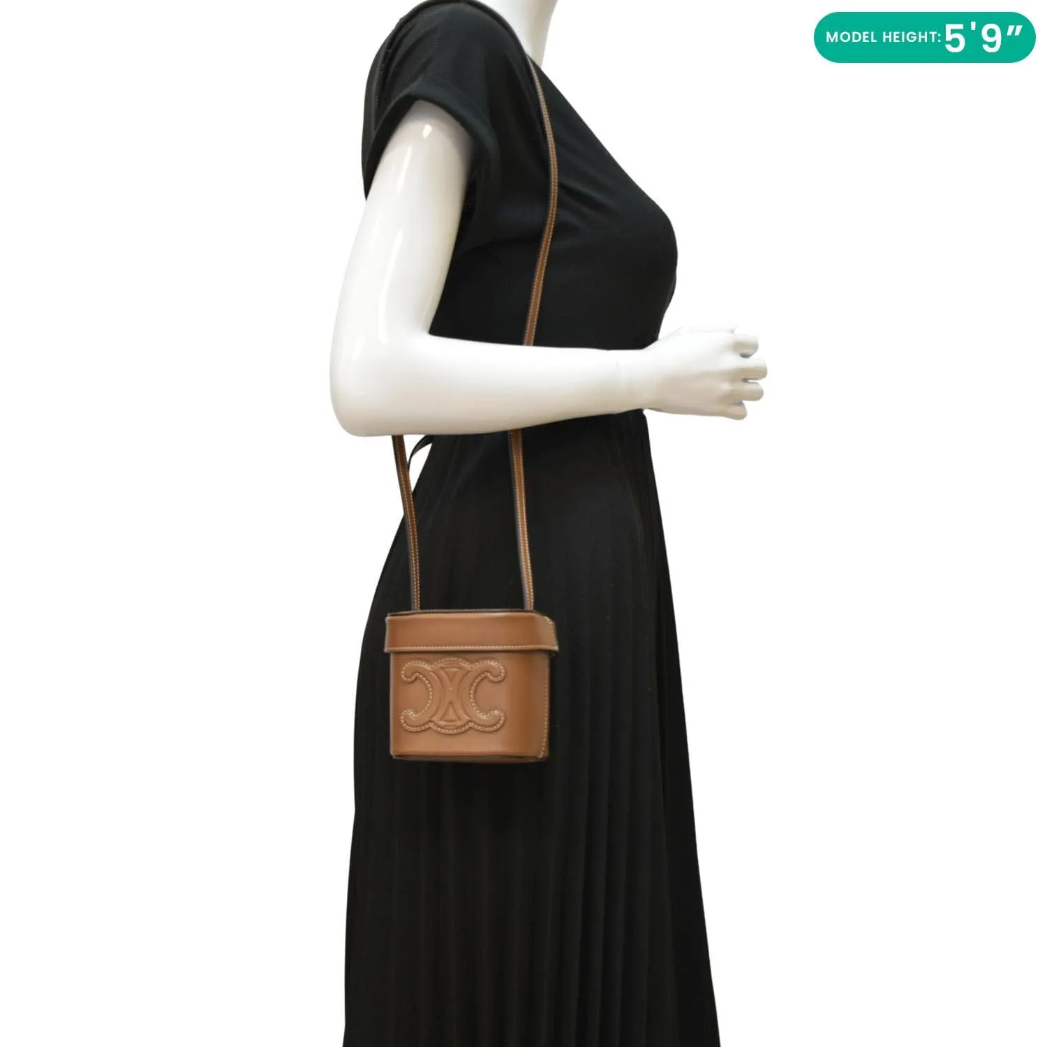 CELINE Small Box Cuir Triomphe Leather Crossbody Bag Tan