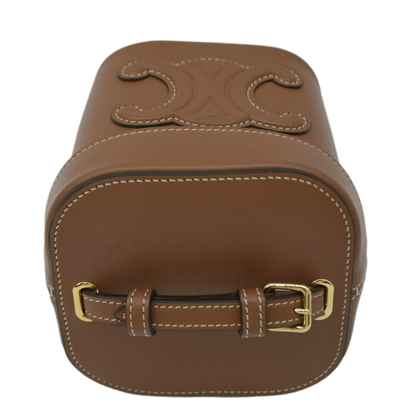 CELINE Small Box Cuir Triomphe Leather Crossbody Bag Tan