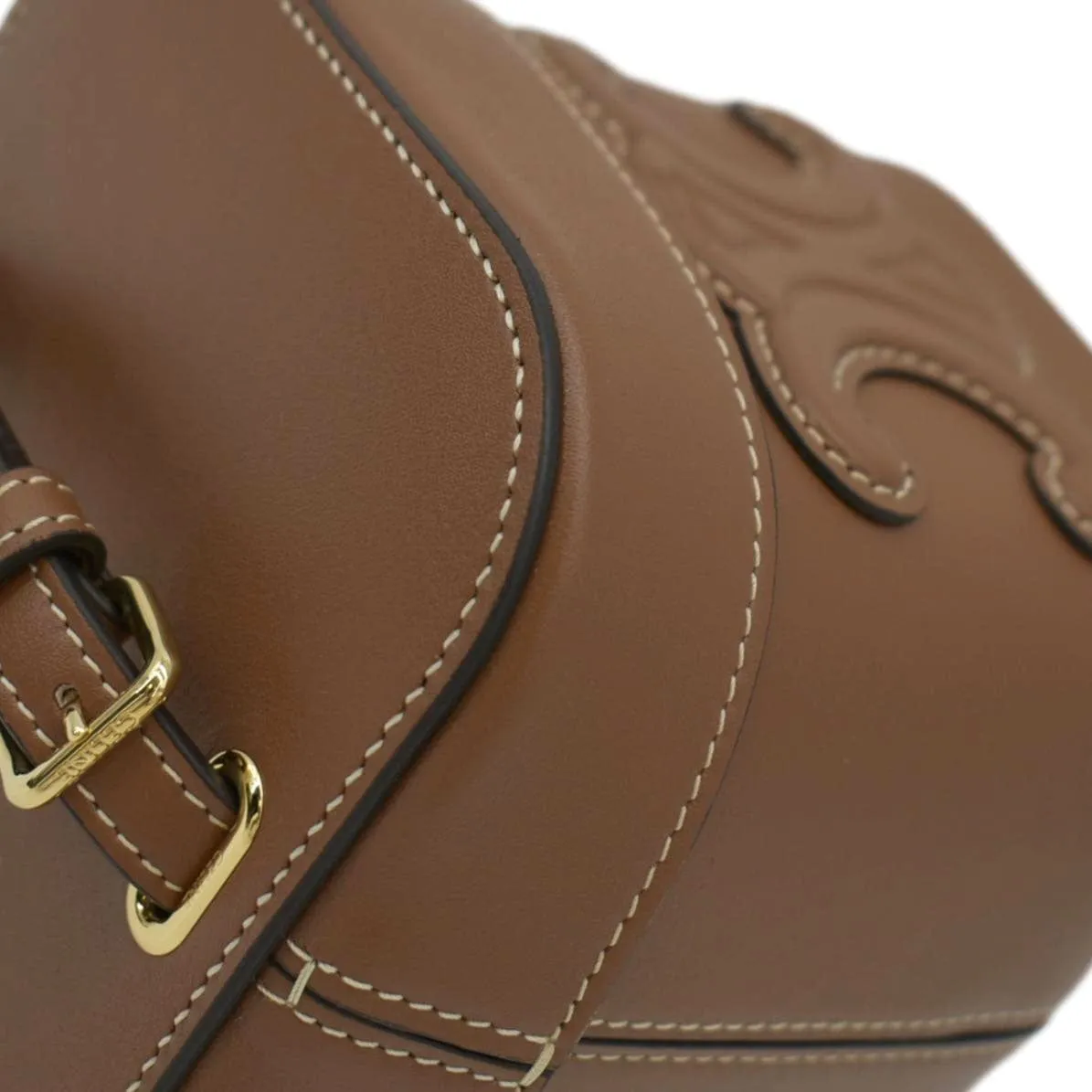 CELINE Small Box Cuir Triomphe Leather Crossbody Bag Tan