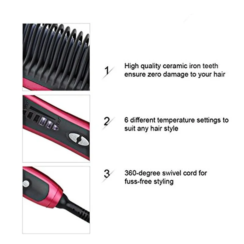 Ceramic Hair Combs Professional Electric Hair Straightening Brush