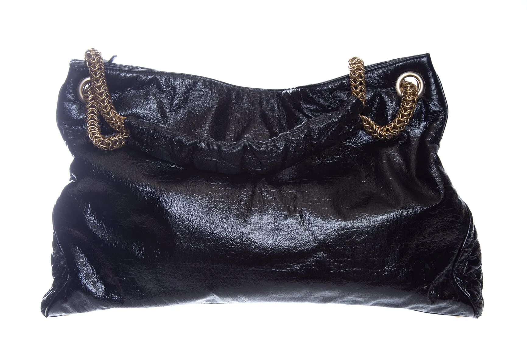 Chanel 2008/09 Black Patent Leather Vinyl Rodeo Tote