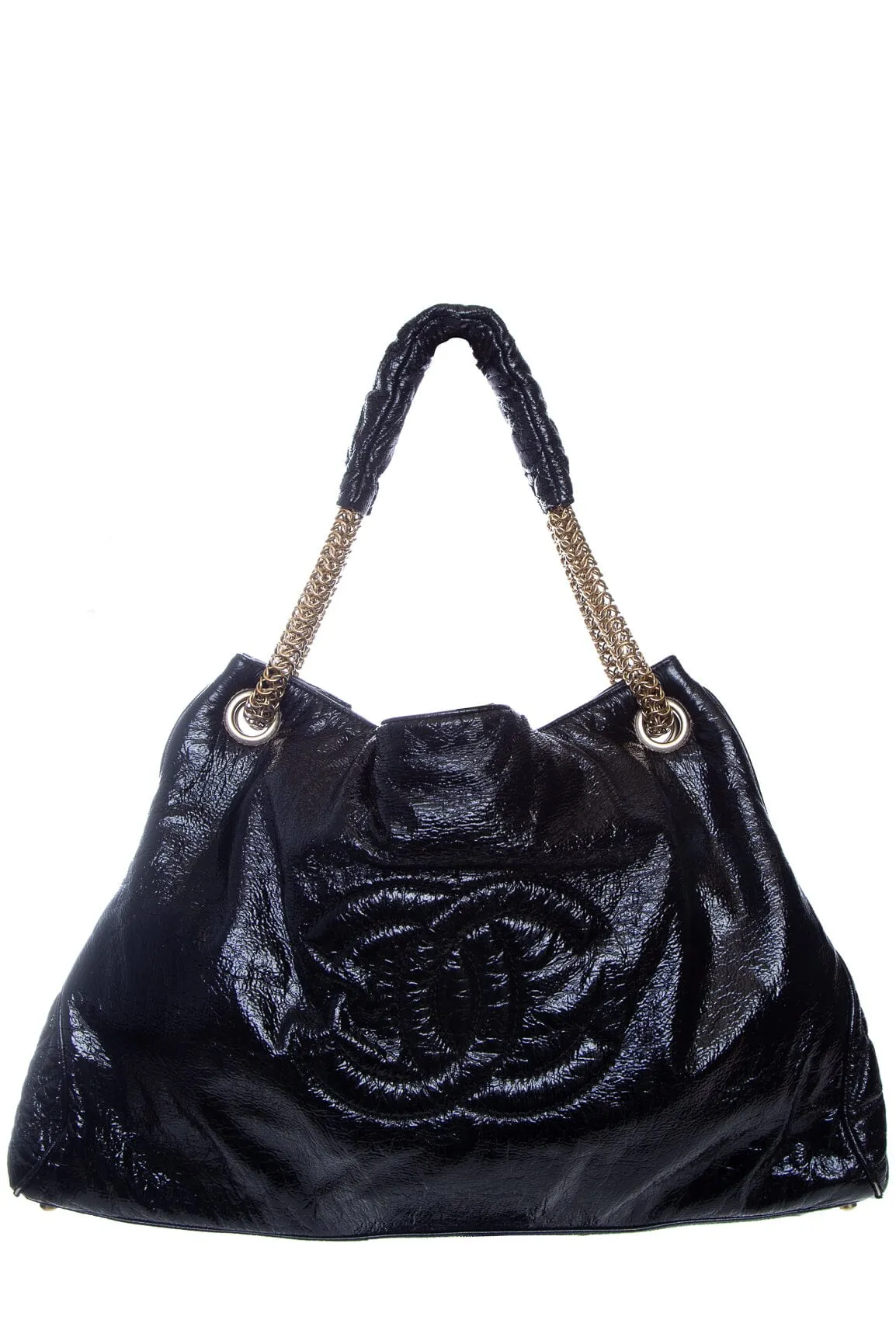 Chanel 2008/09 Black Patent Leather Vinyl Rodeo Tote