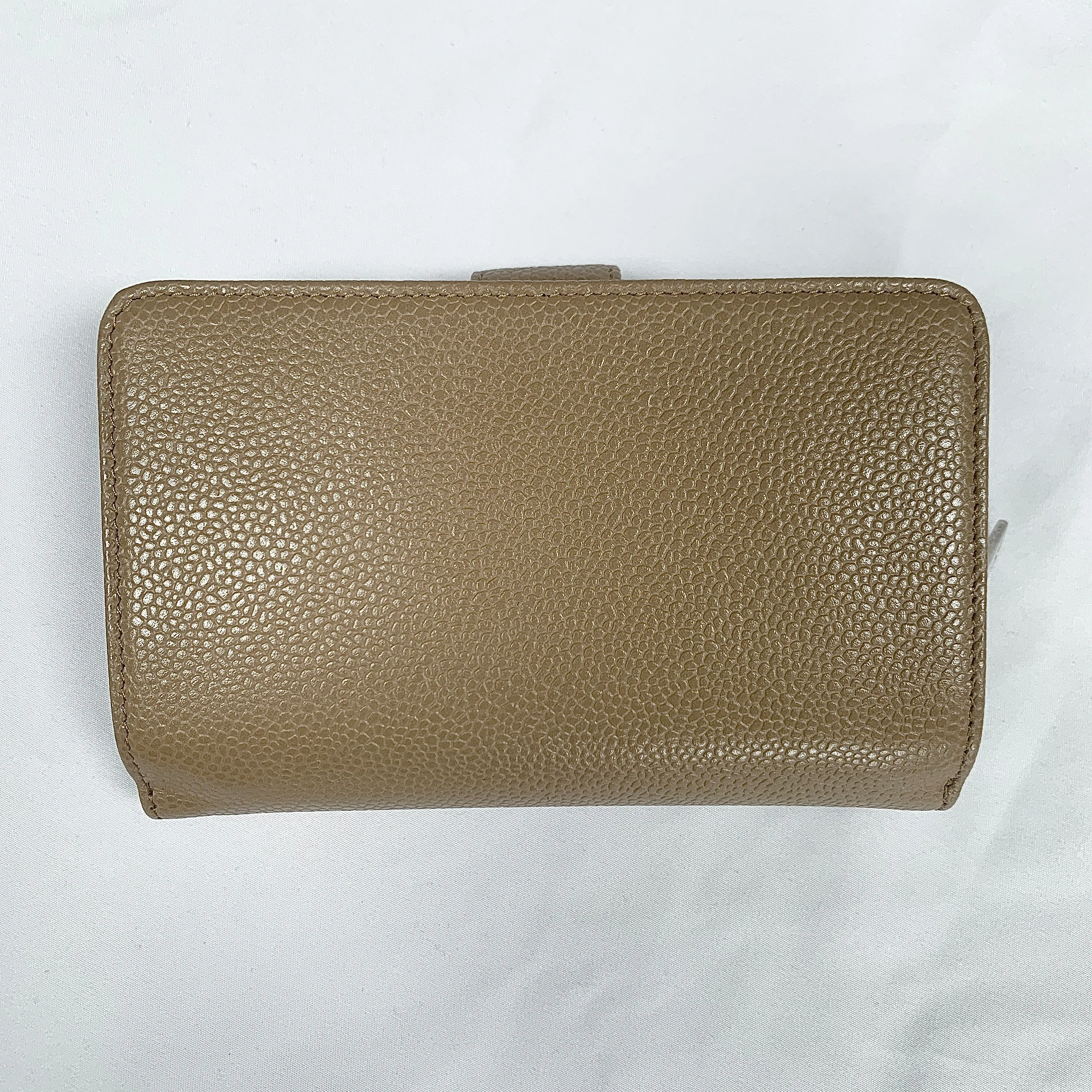 Chanel L-zip CC Leather Pocket Wallet in Dark Beige