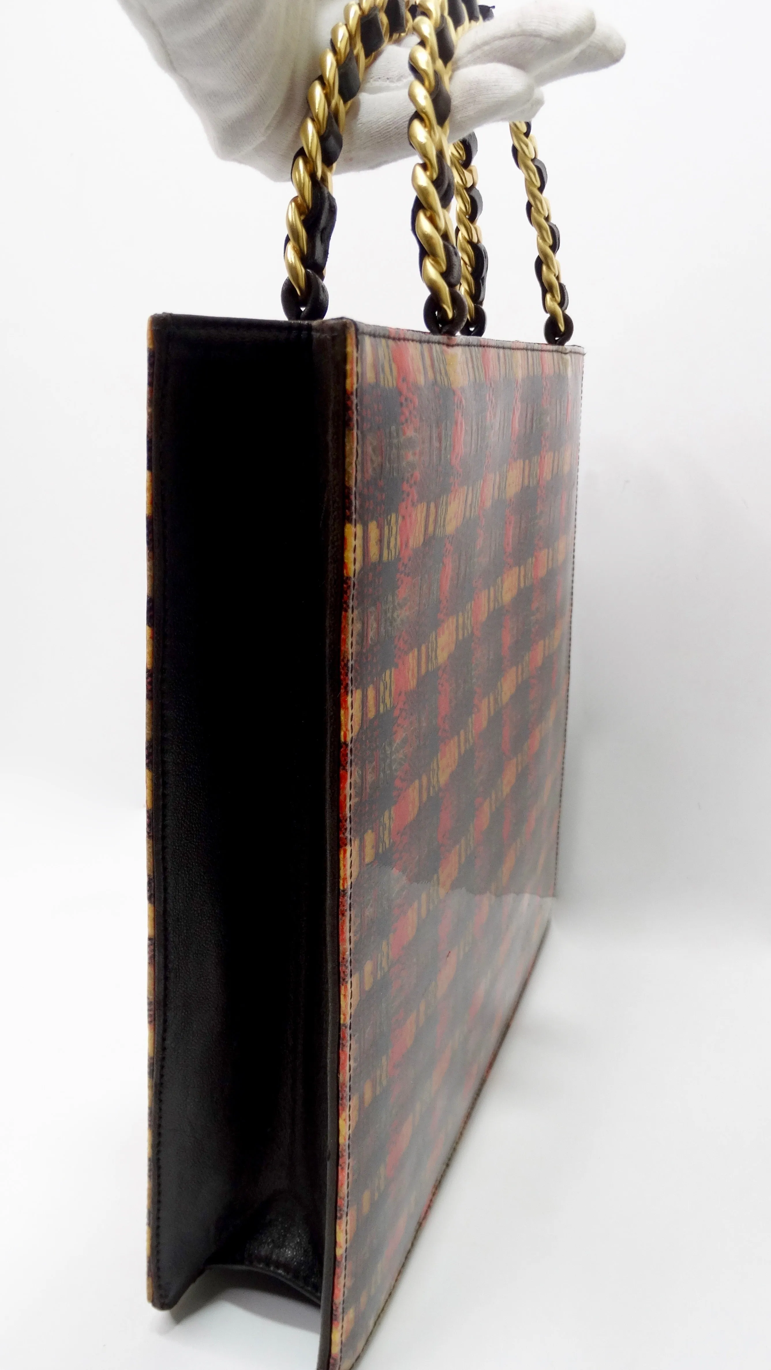 Chanel Patent Leather Tweed Print Tote