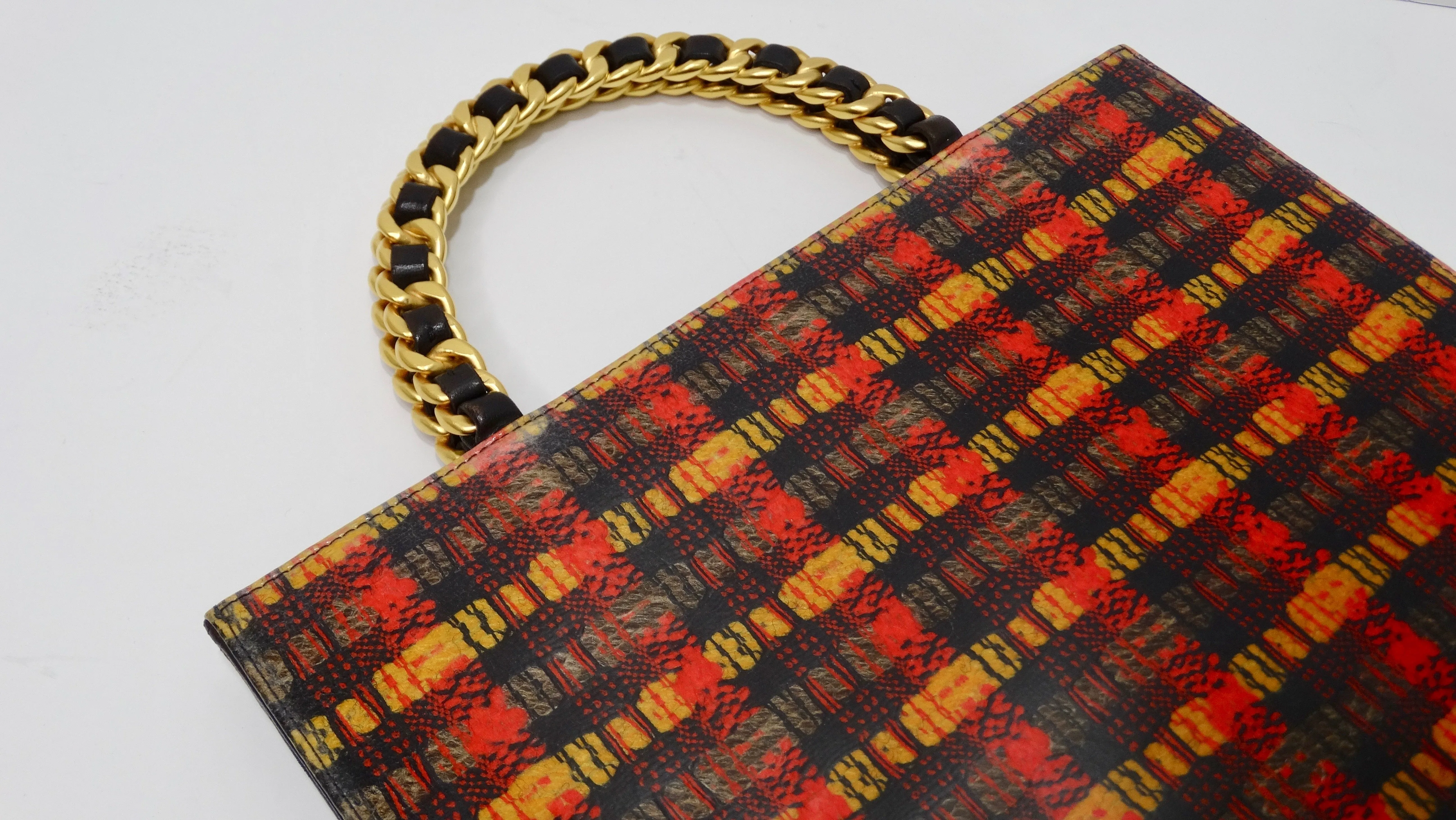 Chanel Patent Leather Tweed Print Tote