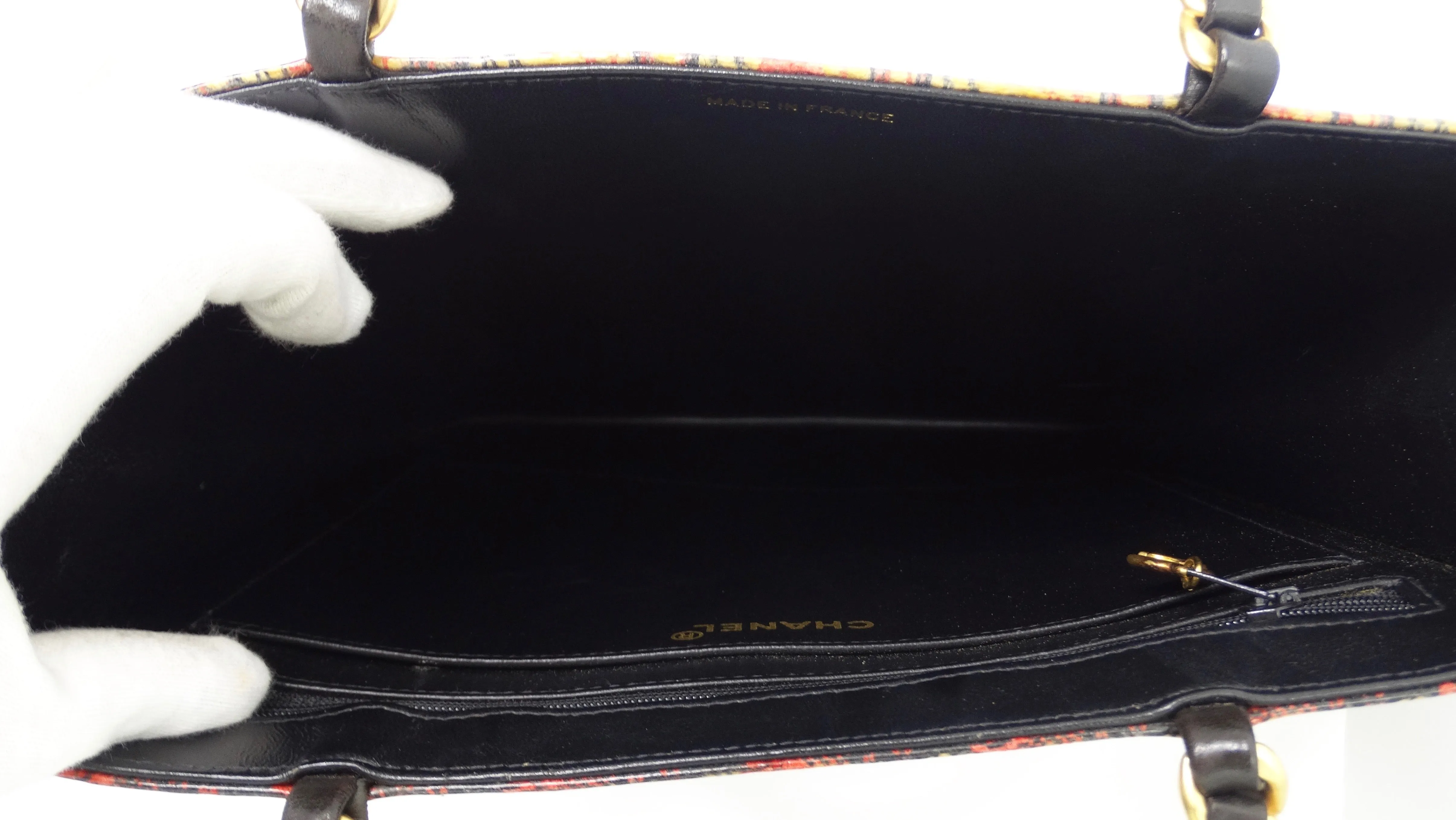 Chanel Patent Leather Tweed Print Tote