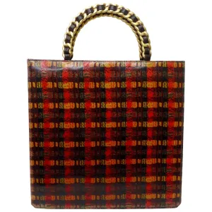 Chanel Patent Leather Tweed Print Tote