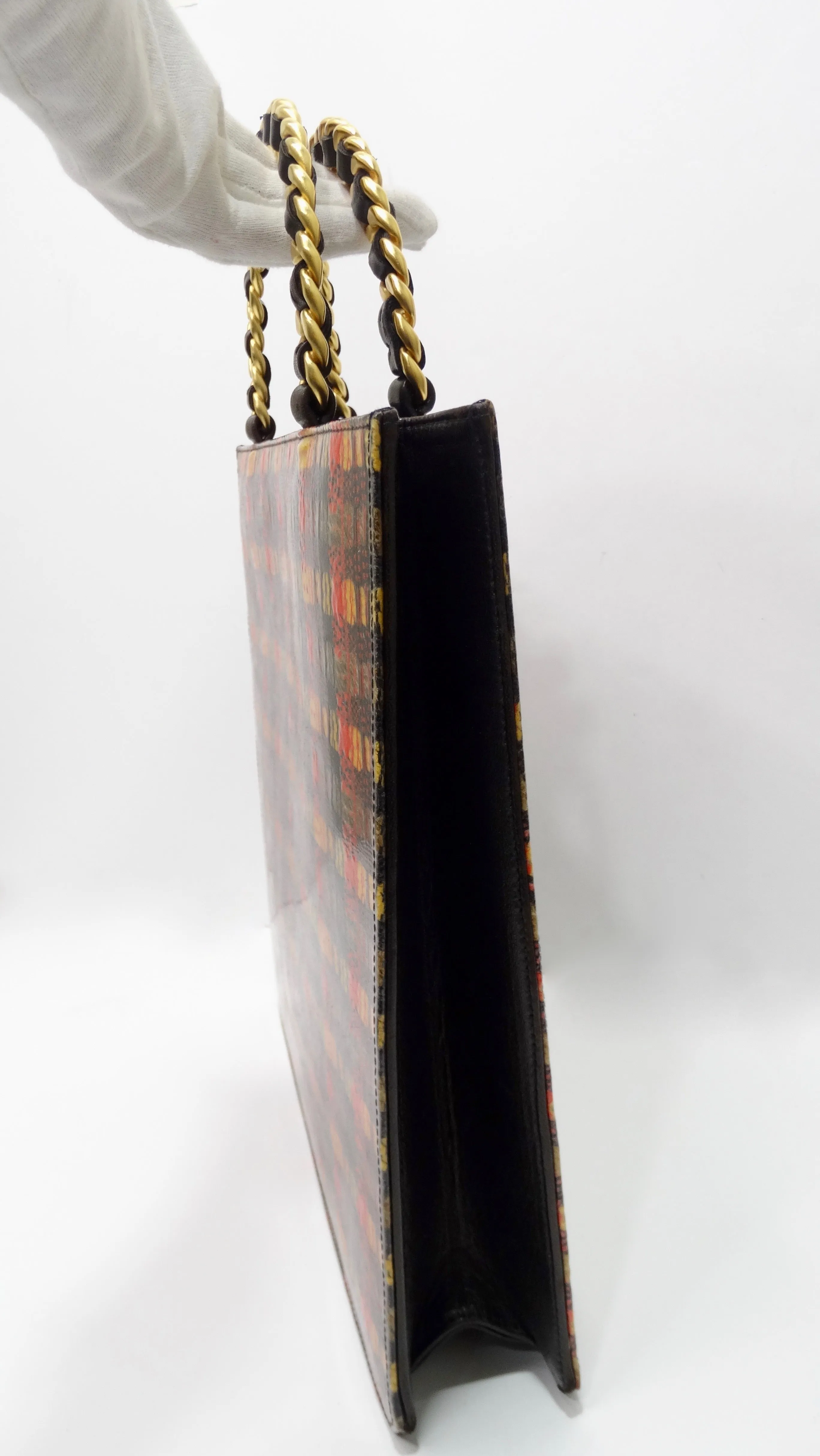 Chanel Patent Leather Tweed Print Tote