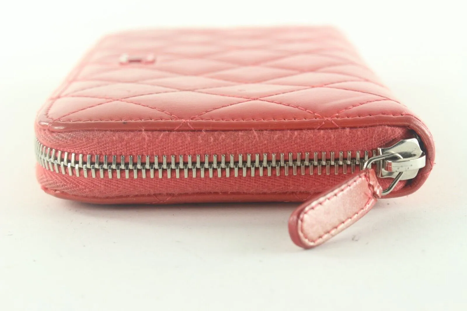 CHANEL Red Quilted Lambskin Zip Around Long Wallet 3CK82K