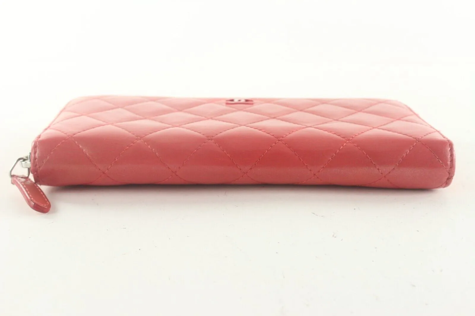 CHANEL Red Quilted Lambskin Zip Around Long Wallet 3CK82K