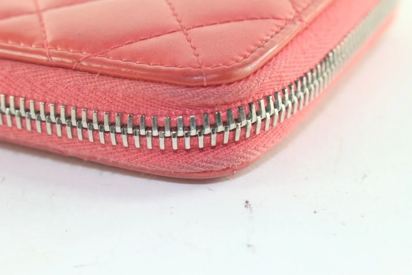 CHANEL Red Quilted Lambskin Zip Around Long Wallet 3CK82K