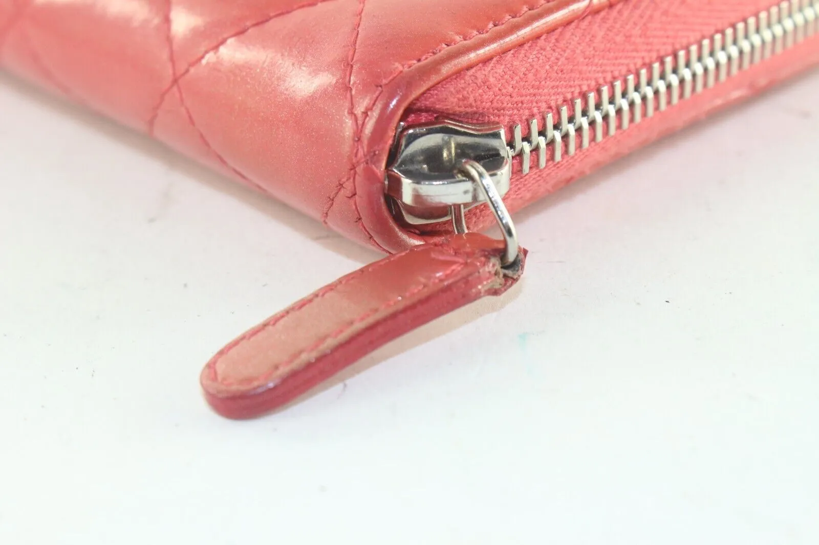 CHANEL Red Quilted Lambskin Zip Around Long Wallet 3CK82K