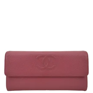 CHANEL Timeless CC Flap Caviar Leather Wallet Pink
