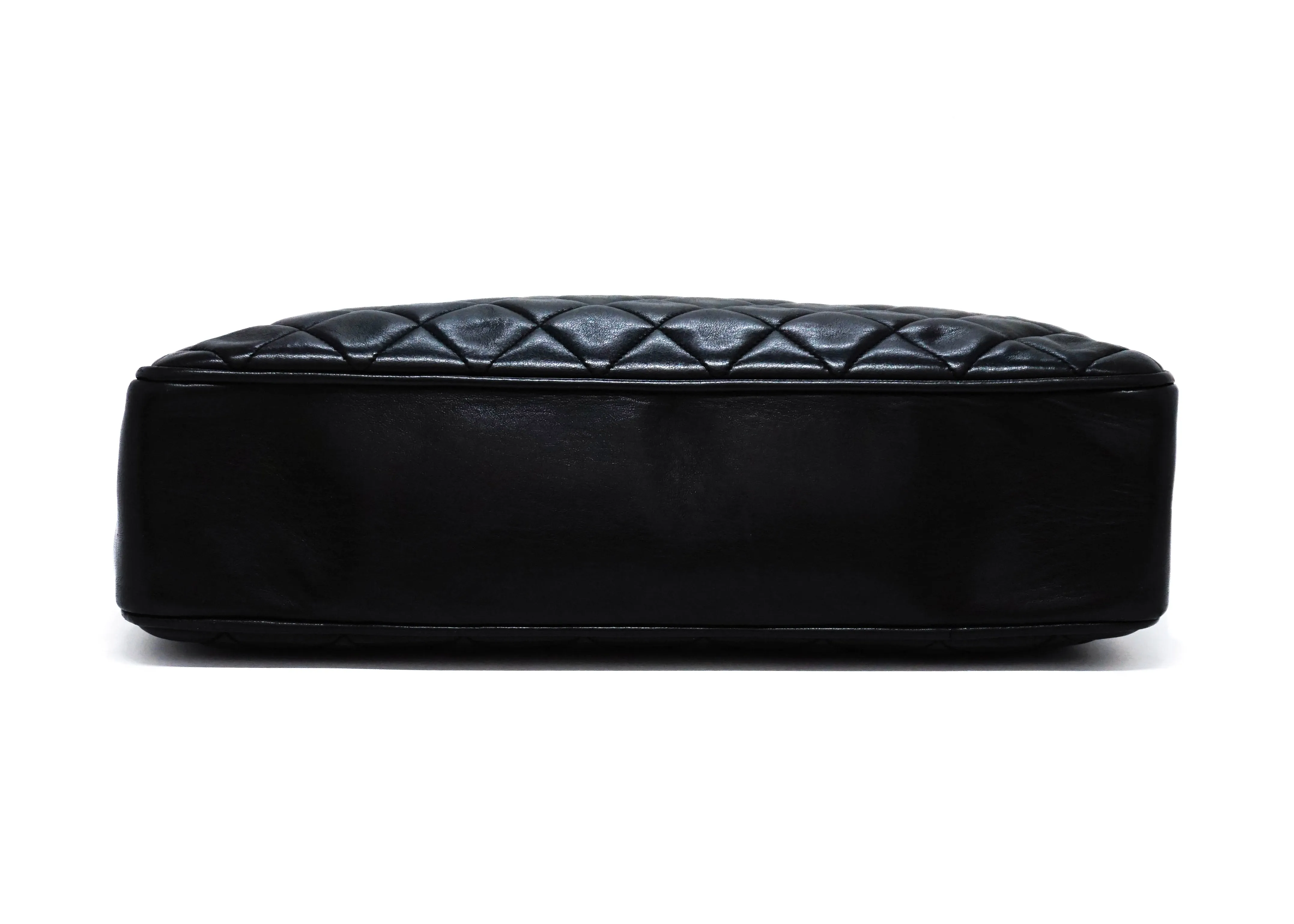 Chanel Vintage Black Lambskin Quilted Tote