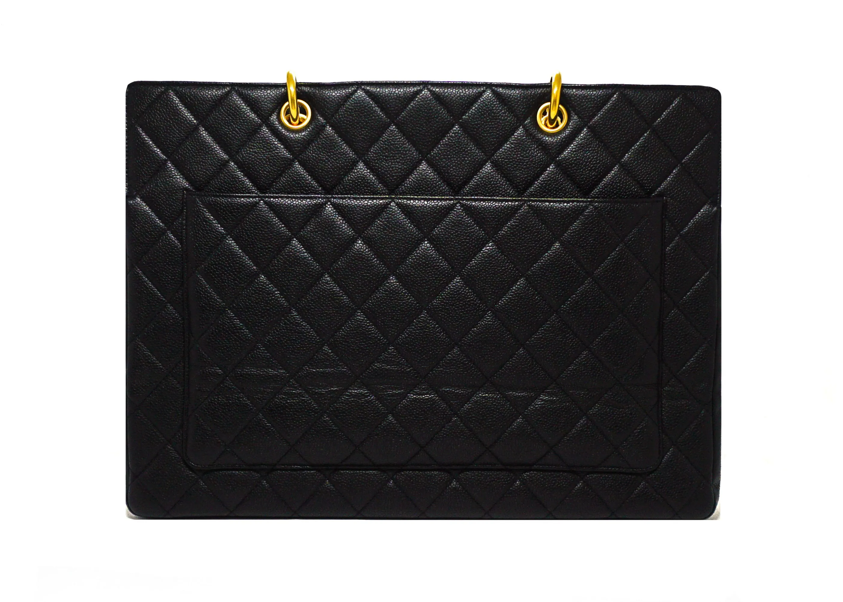 Chanel Vintage Rare Black Caviar Grand Shopping Tote GST XL