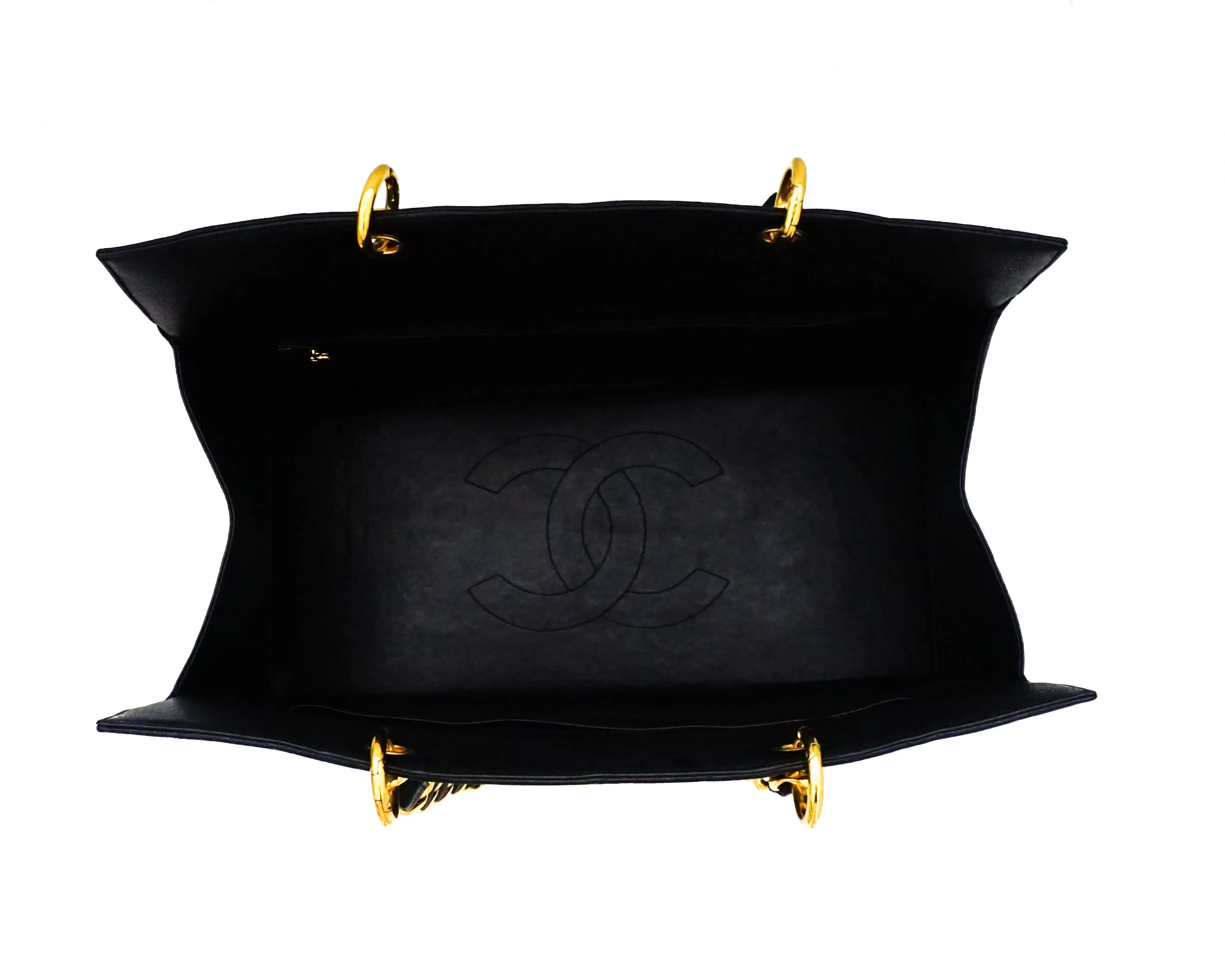 Chanel Vintage Rare Black Caviar Grand Shopping Tote GST XL