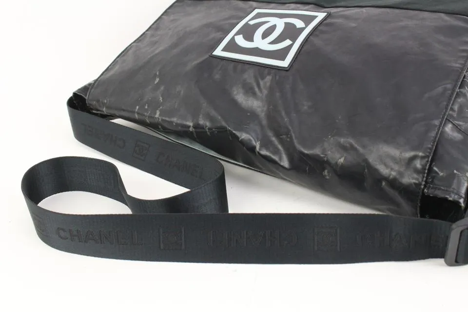 Chanel XL Black Sports Logo Messenger Bag 92cz418s