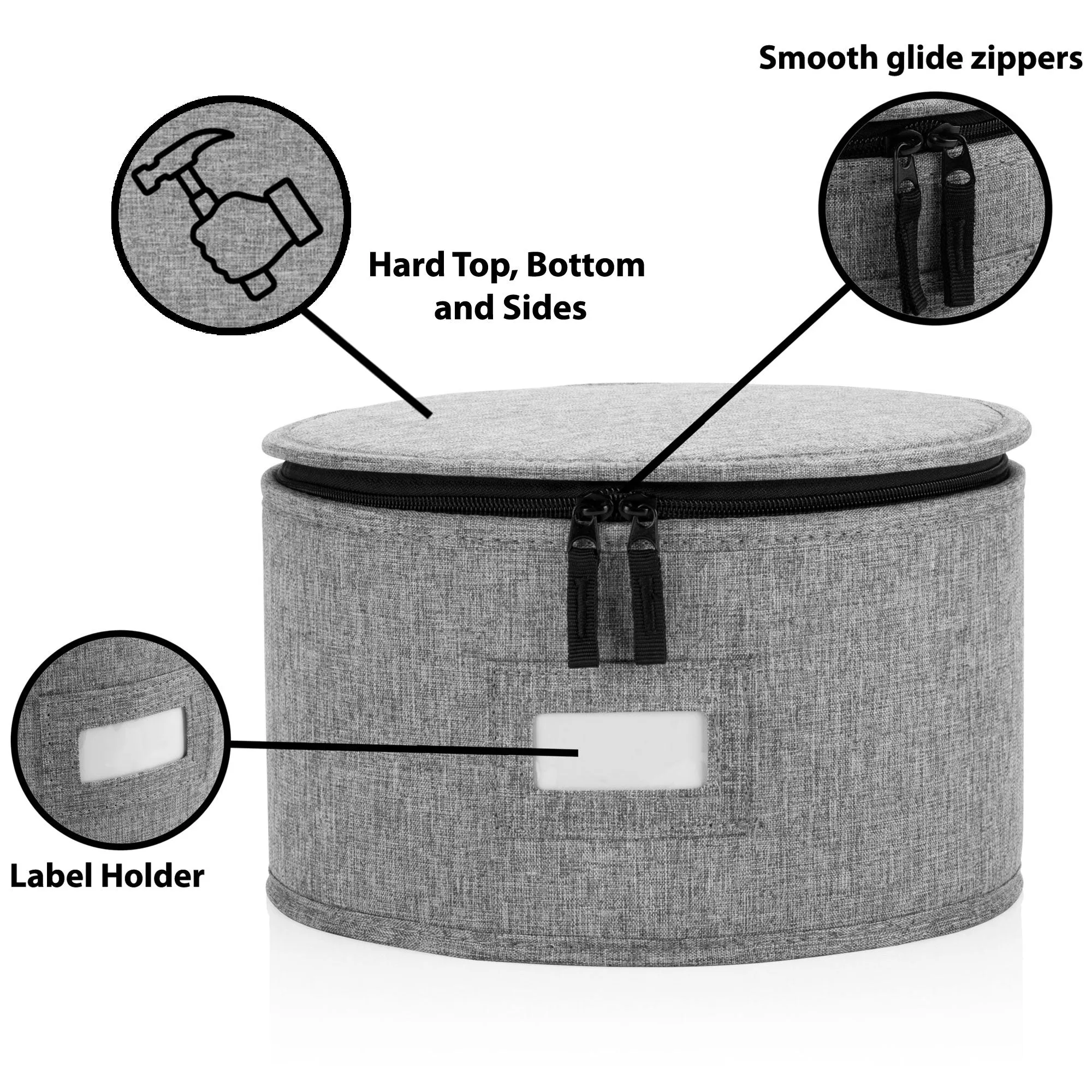 China Storage Container for Dinner Plate - 12" W x 7" H - Includes 12 Felt Dividers