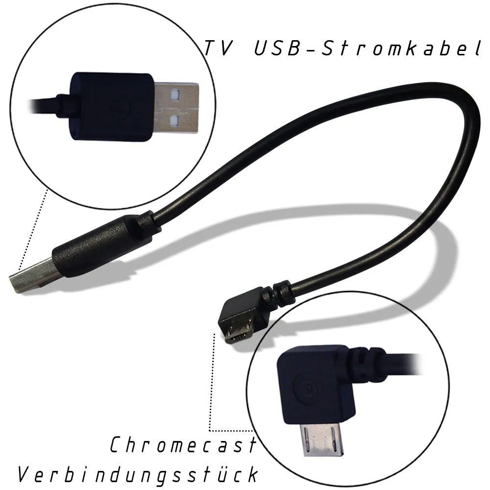 Chromecast USB Cable -- 8 Inch USB Cable and Bonus Chromecast eBook. Designed to Power Your Google Chromecast HDMI Streaming Media Player from Your TV USB Port