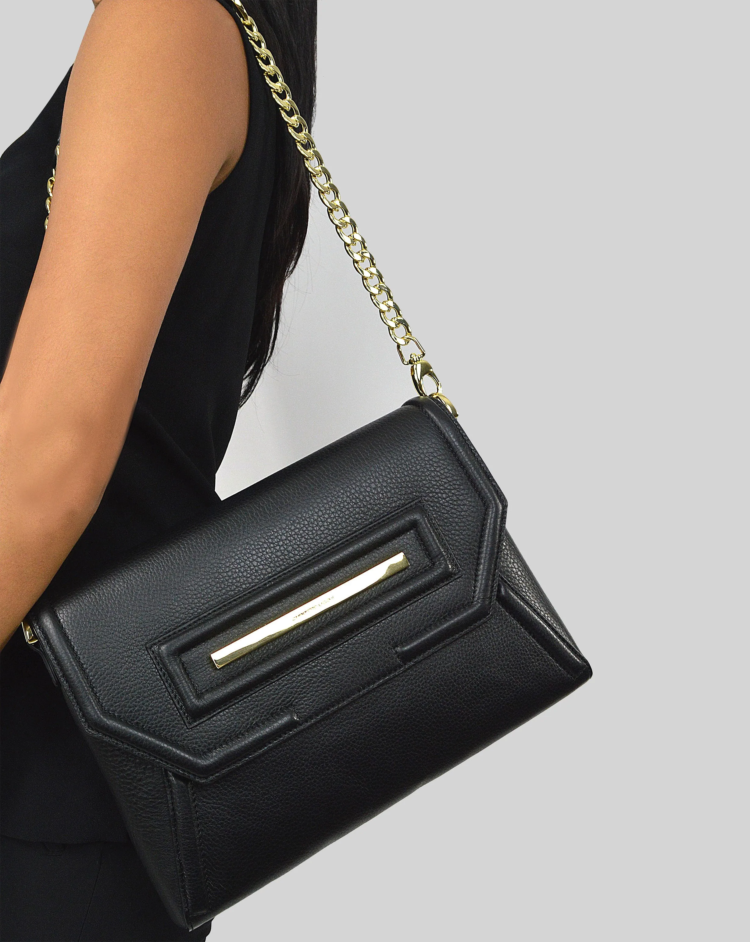 Claudette Portfolio Bag in Black Onyx & Gold