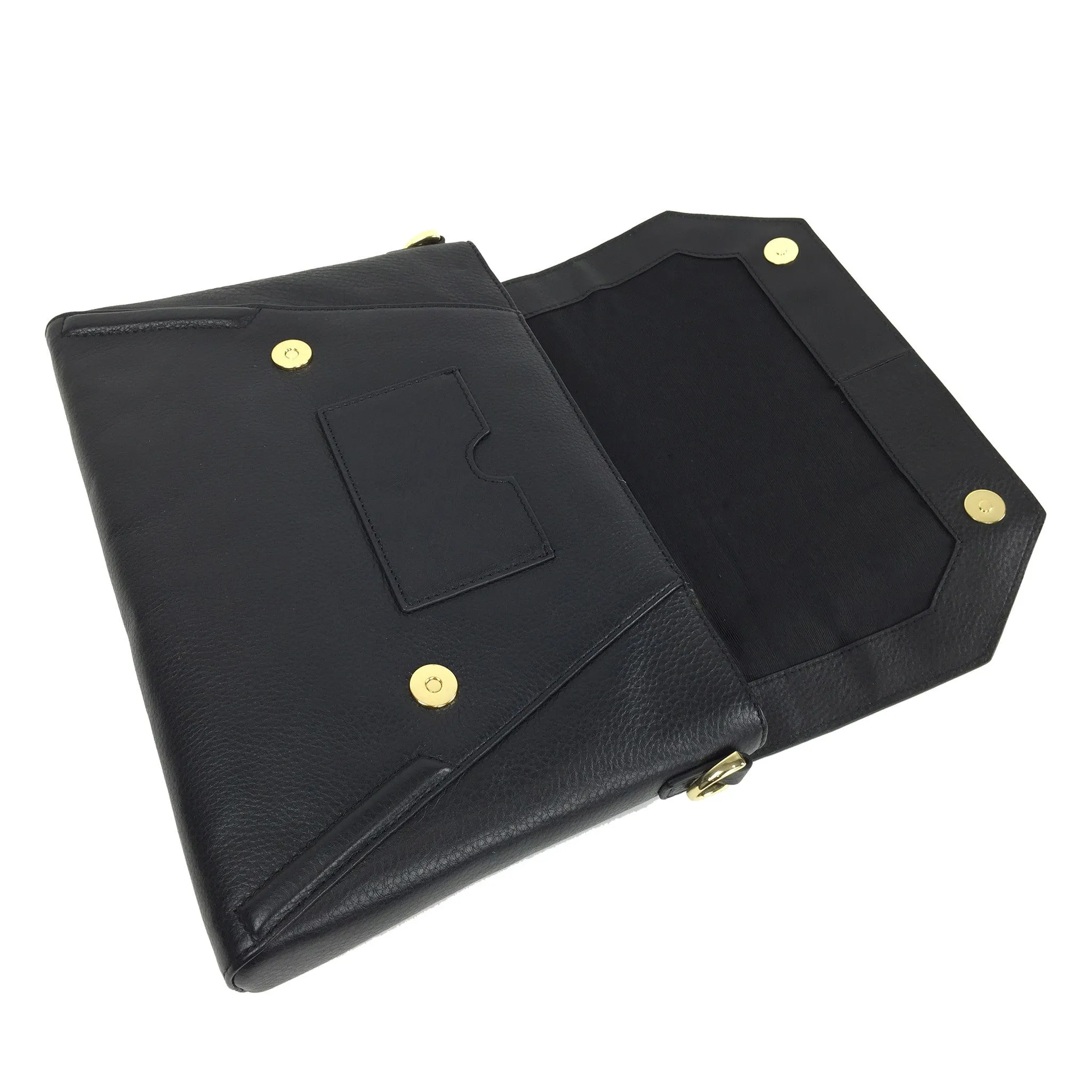Claudette Portfolio Bag in Black Onyx & Gold