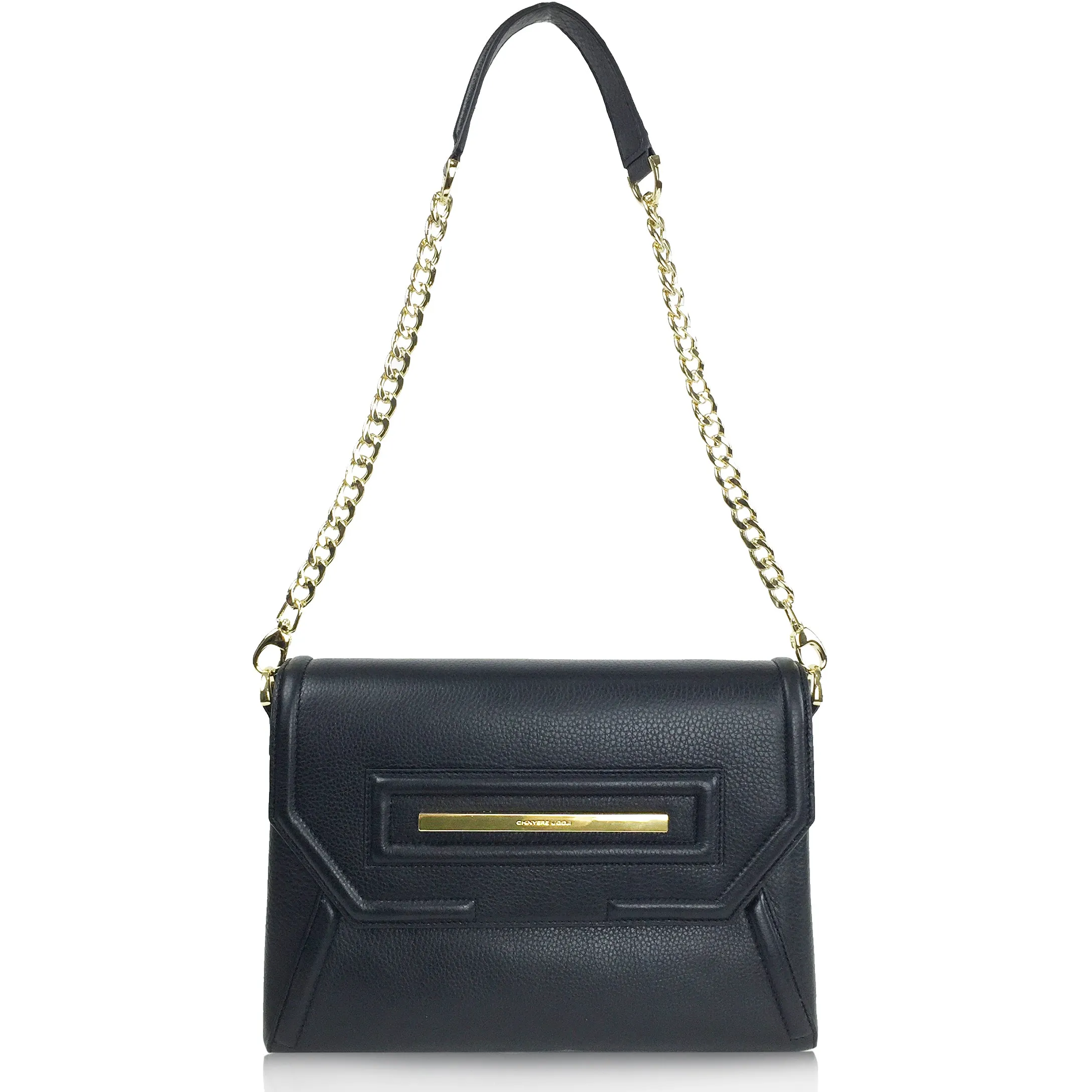 Claudette Portfolio Bag in Black Onyx & Gold