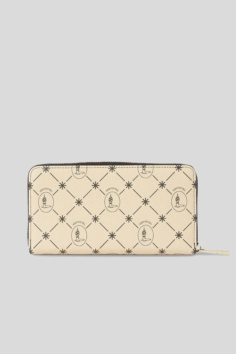 Clavel Zip Around LG Full Grain - Monogram Marshmallow/Black