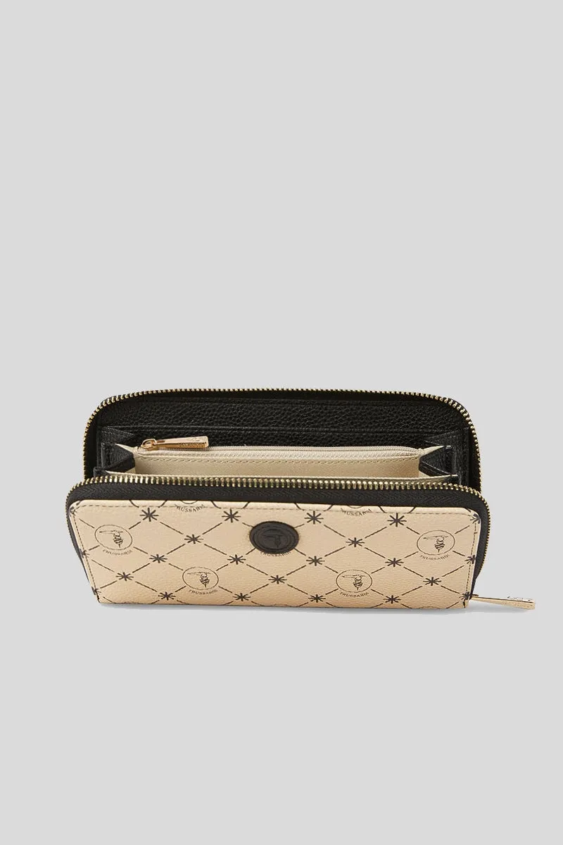 Clavel Zip Around LG Full Grain - Monogram Marshmallow/Black
