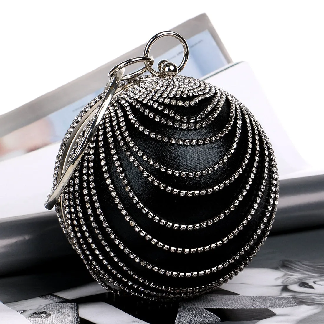 Clutch Bag Evening Bag With Rhinestone Round Ball Bag
