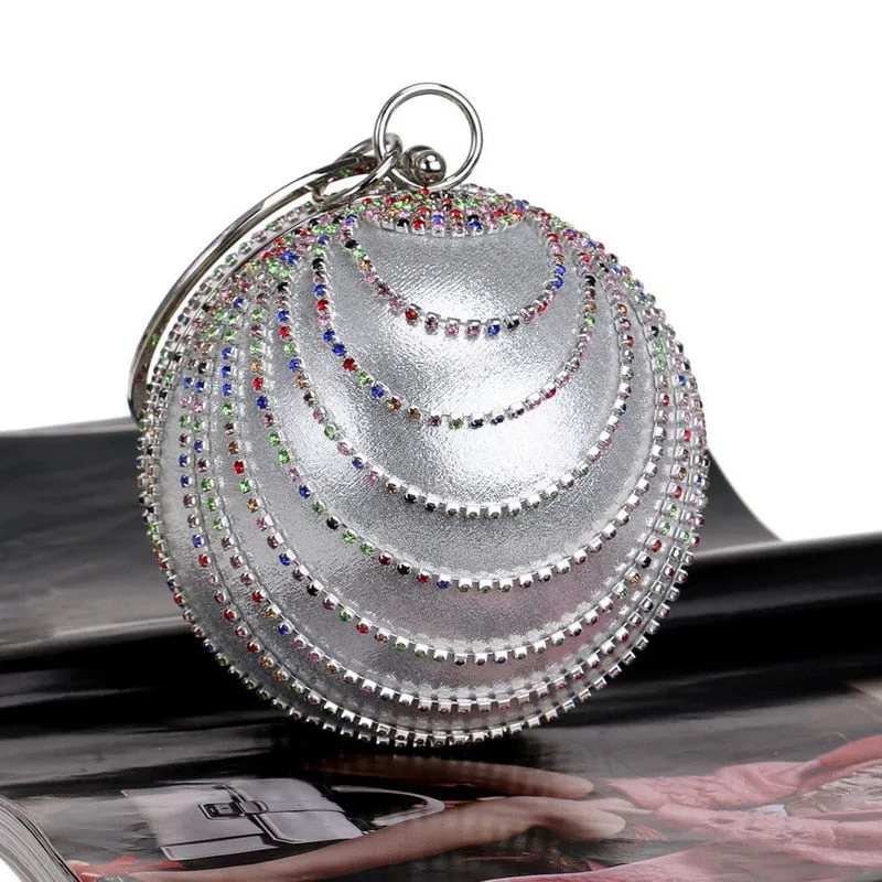 Clutch Bag Evening Bag With Rhinestone Round Ball Bag