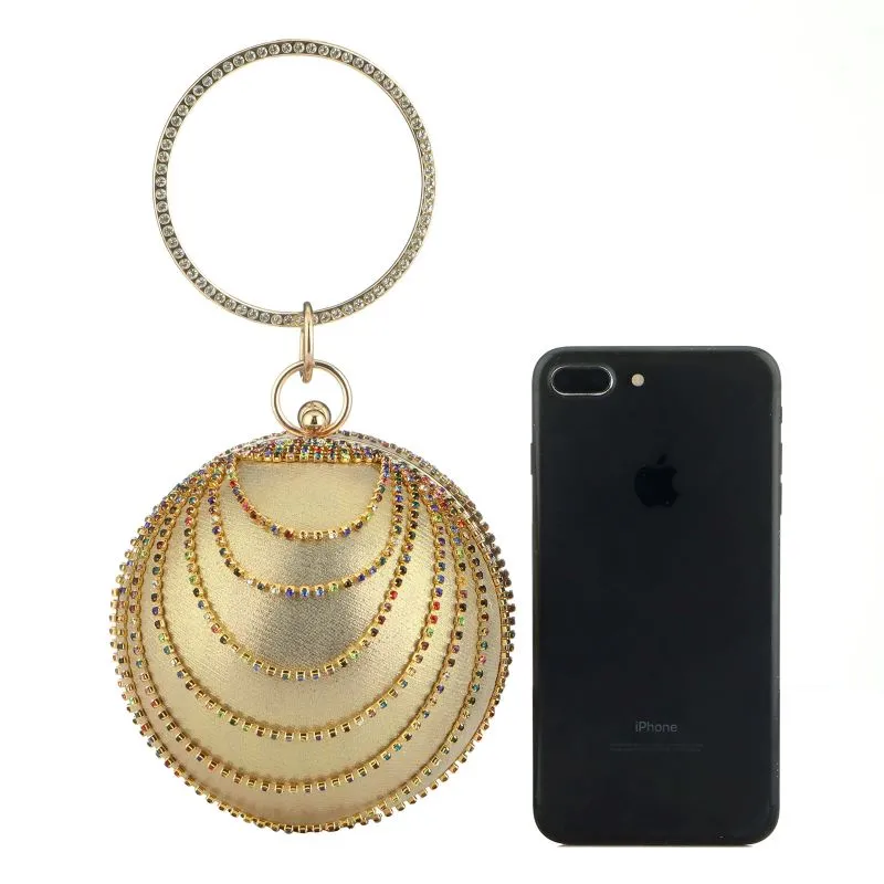 Clutch Bag Evening Bag With Rhinestone Round Ball Bag