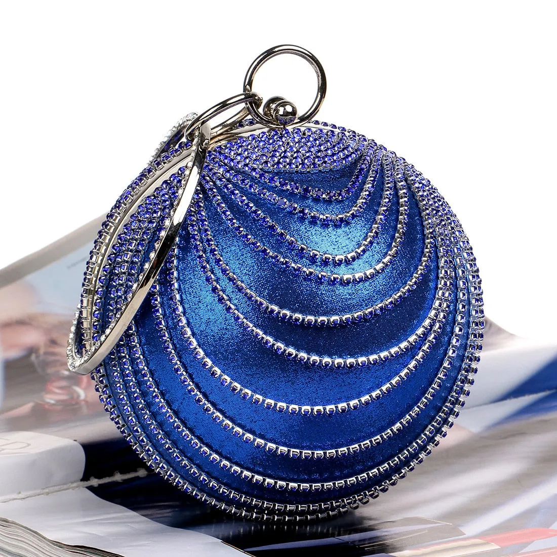 Clutch Bag Evening Bag With Rhinestone Round Ball Bag