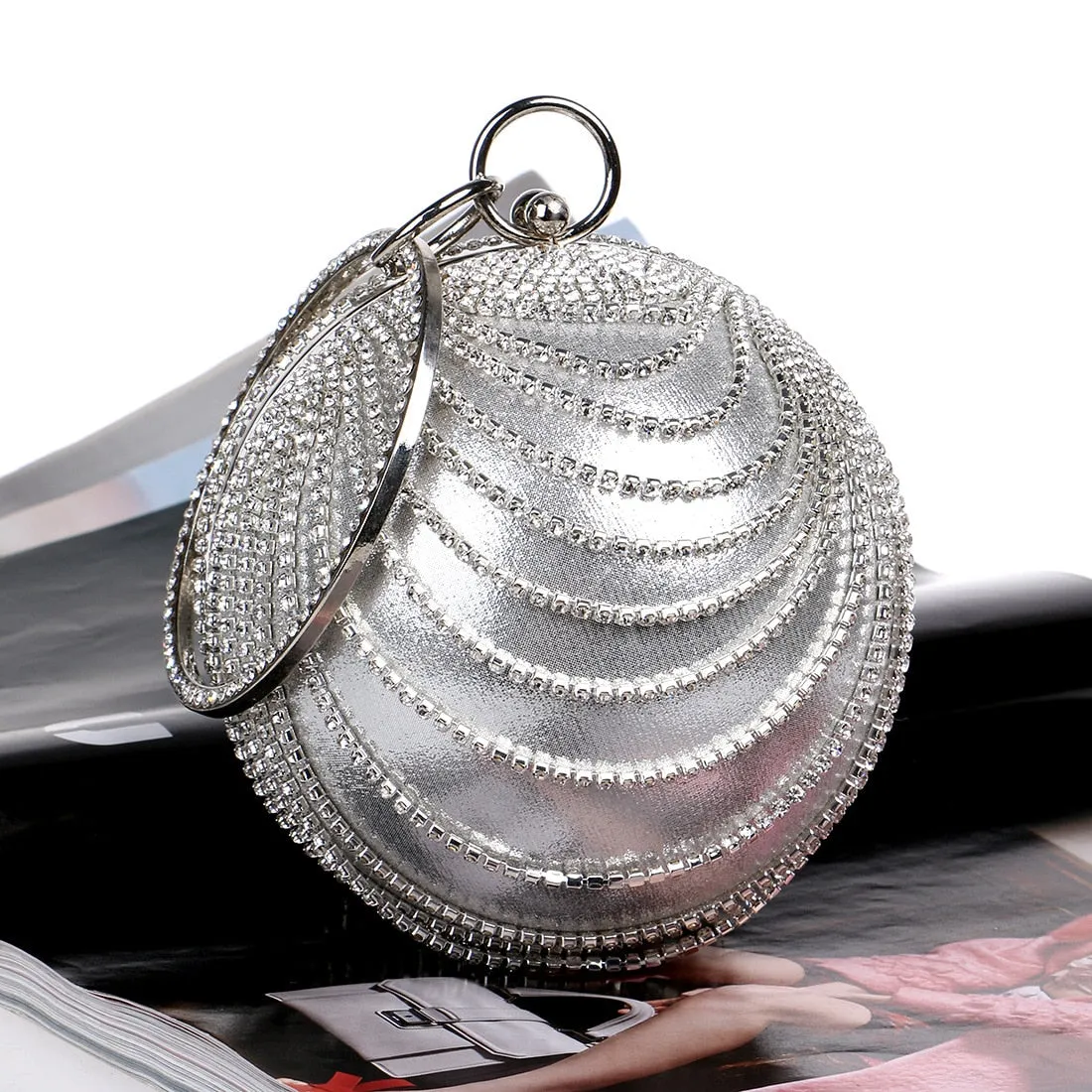 Clutch Bag Evening Bag With Rhinestone Round Ball Bag