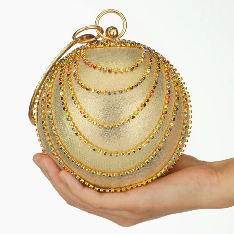 Clutch Bag Evening Bag With Rhinestone Round Ball Bag