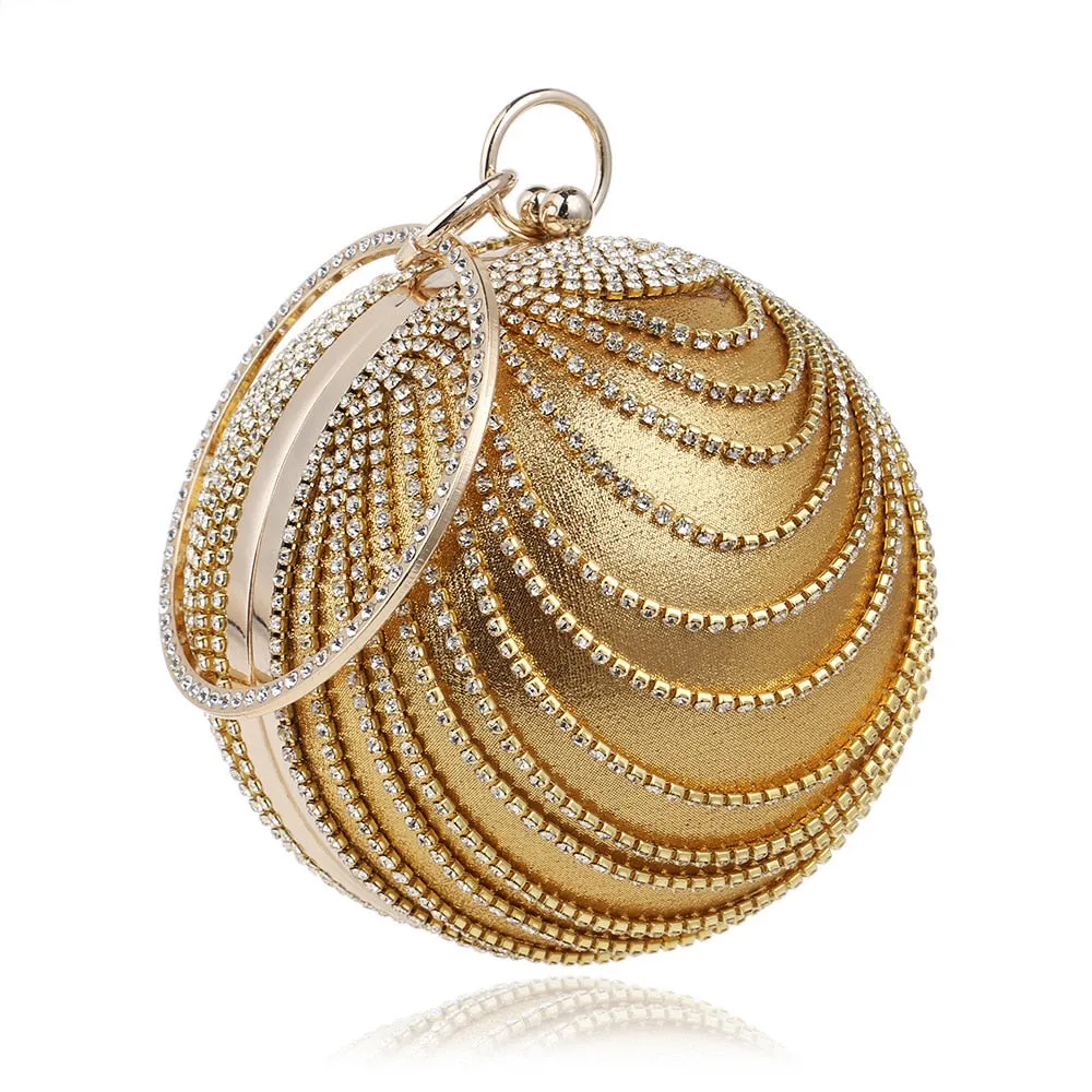 Clutch Bag Evening Bag With Rhinestone Round Ball Bag