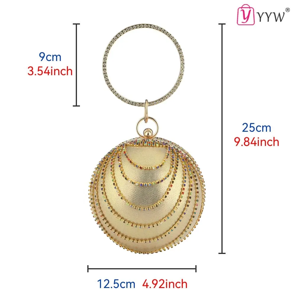 Clutch Bag Evening Bag With Rhinestone Round Ball Bag