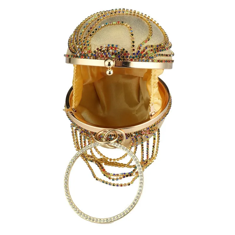 Clutch Bag Evening Bag With Rhinestone Round Ball Bag