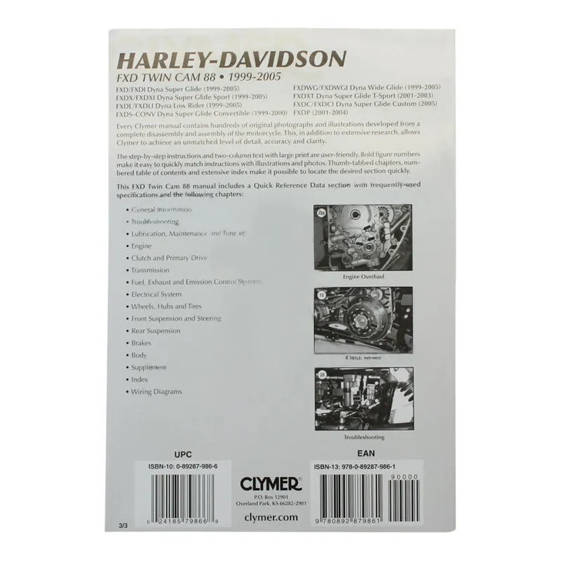 Clymer Repair Manual Harley Davidson Dyna Twin Cam 1999/2005