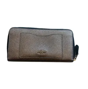 COACH Accordion Zip Around Wallet F21068 Pewter Cross Grain Leather NWOT